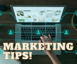 marketing tips and laptop